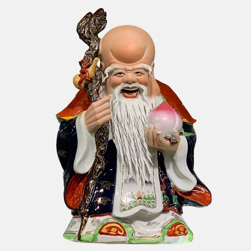 景德镇陶瓷老寿星老工艺品家居装饰品摆件人物佛像祝寿生日送老人