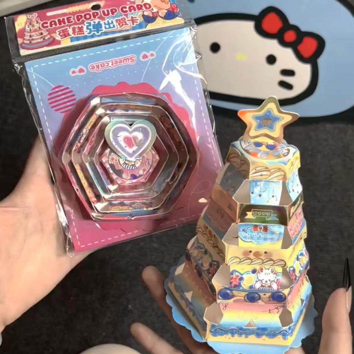 立体蛋糕弹出贺卡创意惊喜卡片手写祝福语送好朋友生日礼物明信片