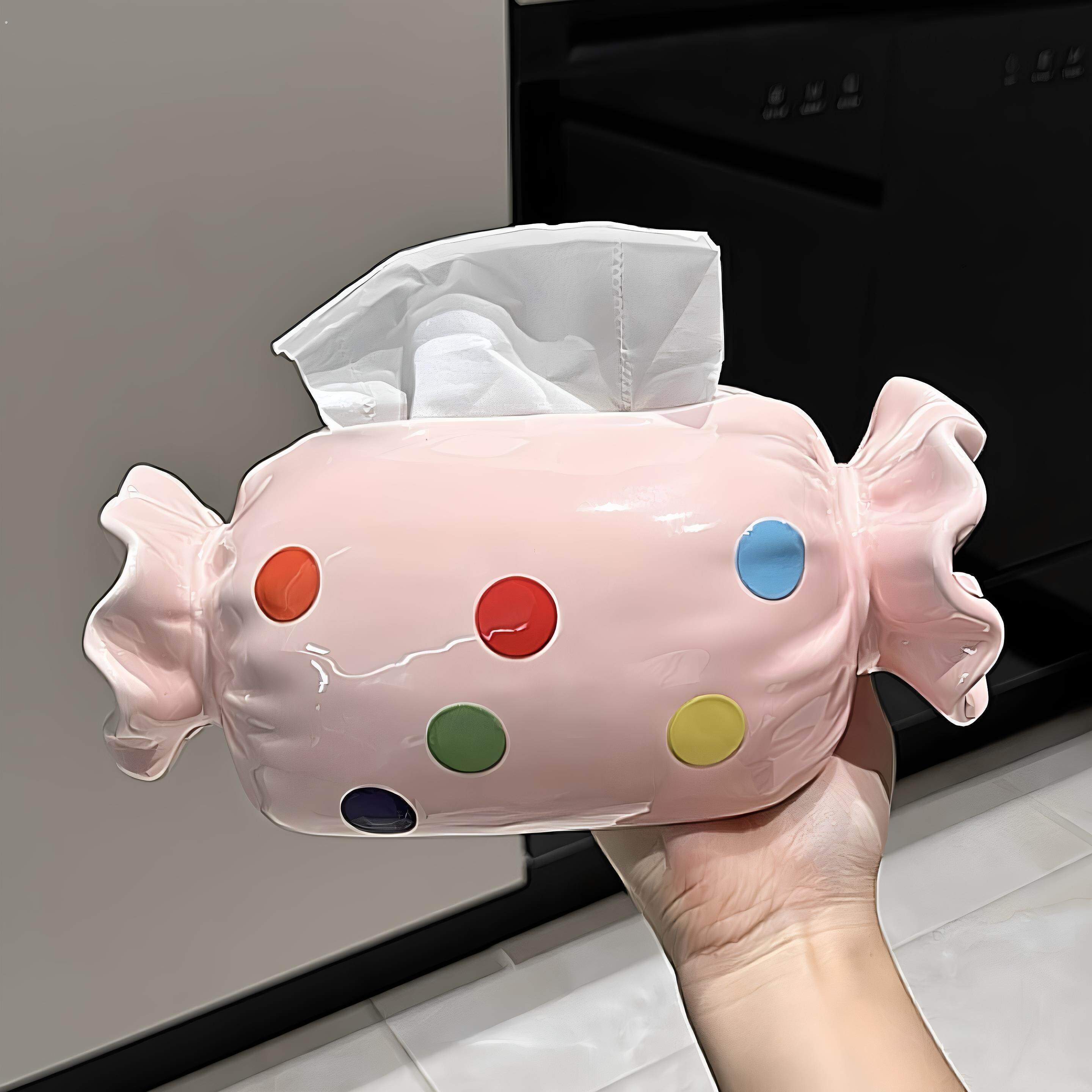 感轻奢抽茶几纸巾盒摆件高级糖果创意陶瓷纸盒纸巾收纳盒餐桌客厅