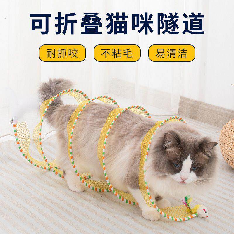 逗猫隧道可折叠隧道通道铃铛解闷逗猫羽毛小老鼠消耗神器体力用品