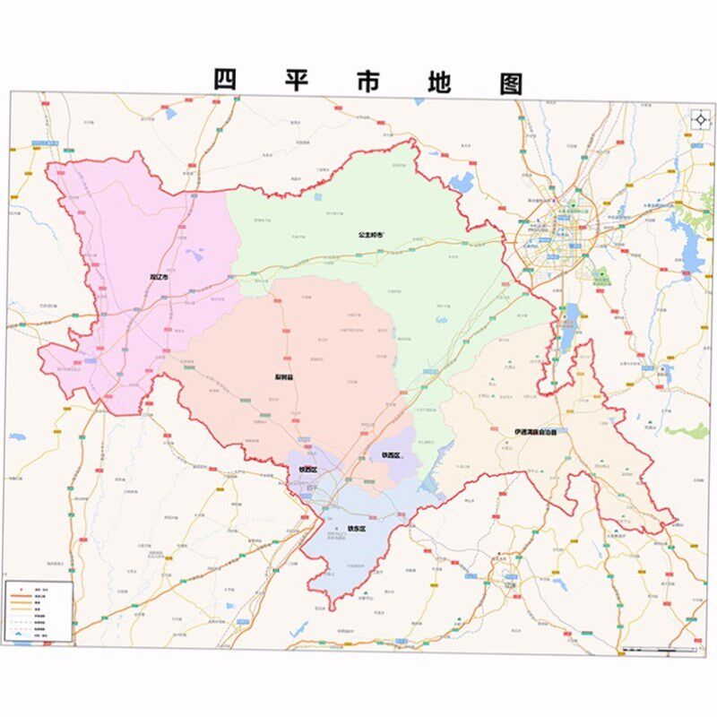 2021新款四平市地图贴图 办公室挂图 高清防水墙壁装饰画定制地图