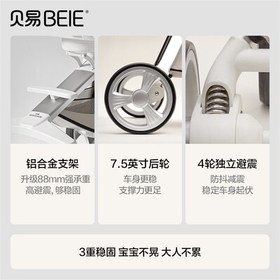 贝易贝壳婴儿车遛娃神器可坐可躺轻便折叠宝宝儿童双向高景观推车