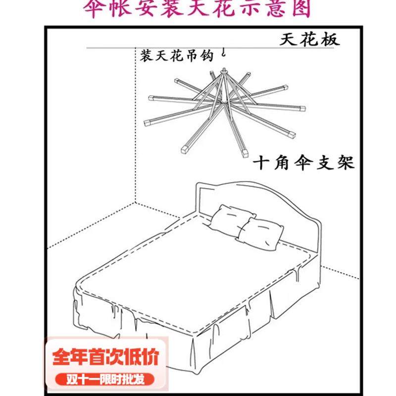 单支架单支架不锈钢圆顶吊顶钉墙牢固方管钉墙家用蚊帐架子
