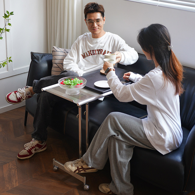 北欧沙发边几可移动茶几升降琴谱架电脑桌中古实木角几床头小桌子