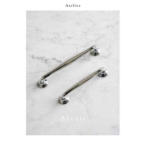 Atelier Arctic法式覆古黄铜柜门把手银色整体橱柜抽屉把手极简