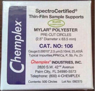 chemplex迈拉膜 106XRF样品薄膜 mylar麦拉膜ROHS测试膜