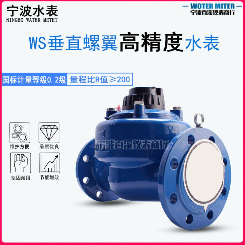 WS垂直螺翼式工业法兰水表DN40DN50DN80高灵敏宽量程宁波股份水表