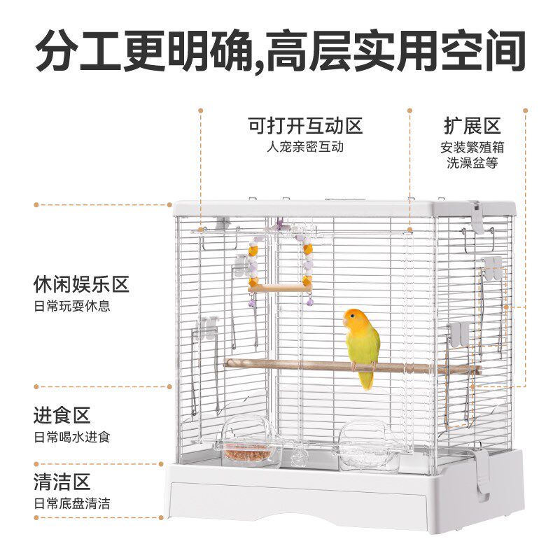 鹦鹉笼子不锈钢鸟笼横丝大号易清洁防溅虎皮玄凤牡丹家用繁殖笼