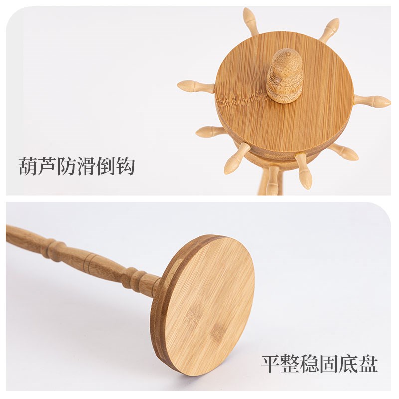 圆盘原竹毛笔挂的架子画笔实木圆放新中式书法笔搁挂架摆件大号圆