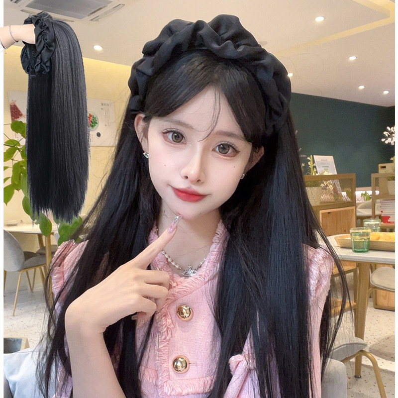发箍假发女一体式大波浪高颅顶全头套式U型长发半头套时尚假发
