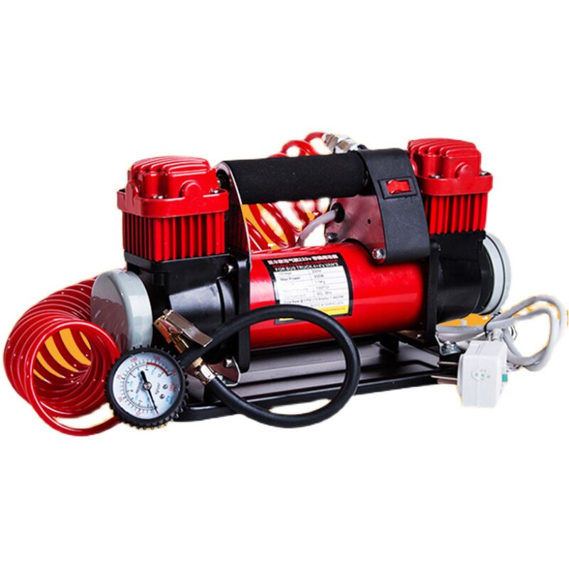 家用220v12v两用充气泵双缸大功率 交流电便携式打气筒汽车轮胎加