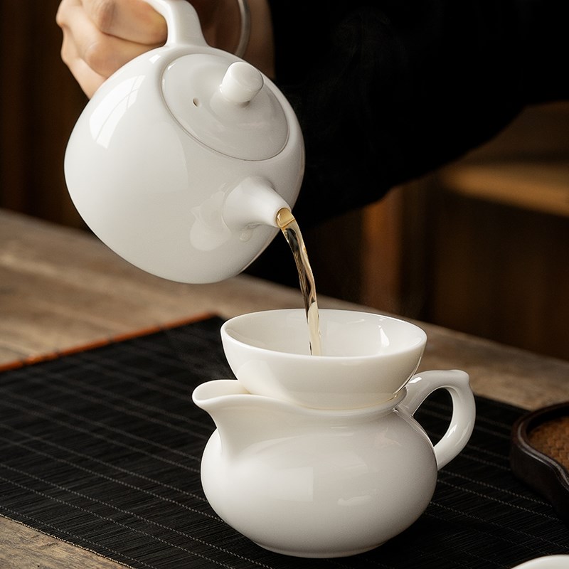 德化白瓷羊脂玉茶壶陶瓷泡茶单壶铁观音西施壶茶具套装功夫泡茶器