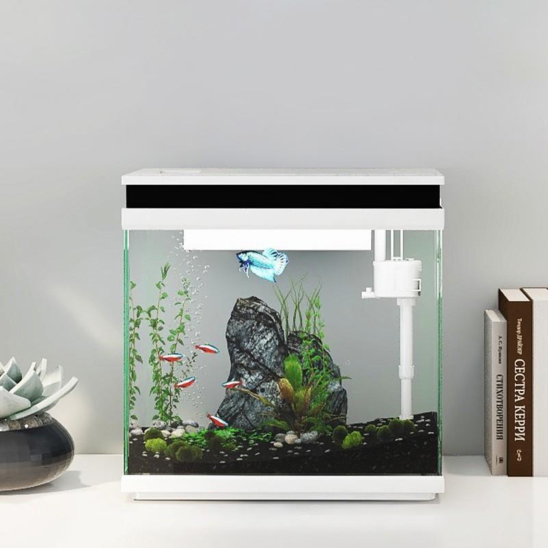 森森鱼缸客厅小型桌面超白玻璃家用水族箱 生态懒人免换水金鱼缸