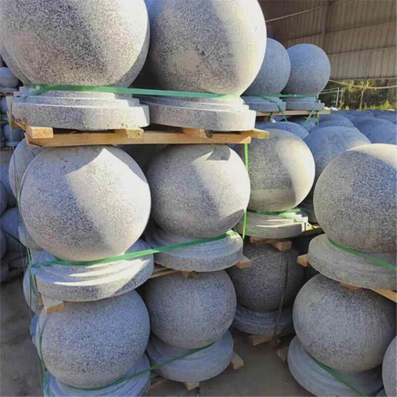 花岗岩挡车球芝麻白灰广场停车场车止石 球形路障 挡车柱石球石柱