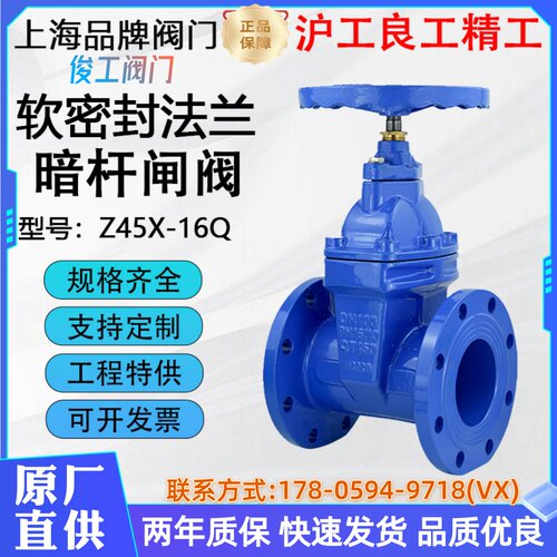 沪工俊工双恒精工良工Z45X-16Q弹性座暗杆法兰软密封闸阀消防水