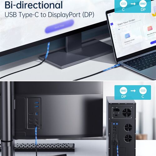 CHOETECH新品8K@30Hz转接线USB-C to DP高清转接电缆1.8米转接头