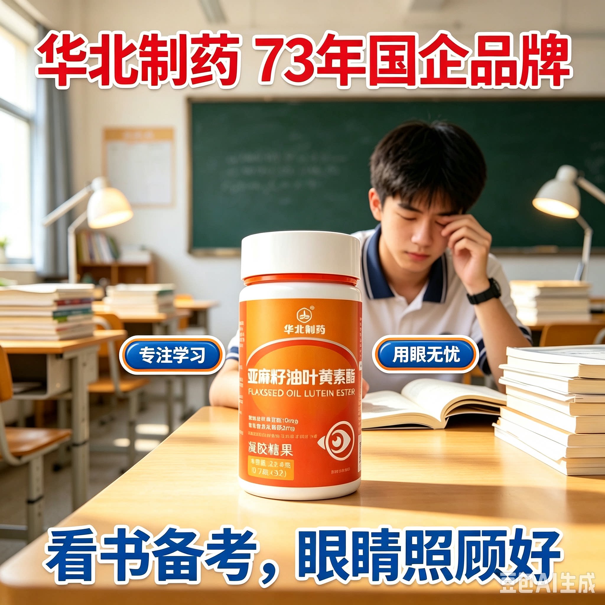 【华北制药】亚麻籽油叶黄素酯液态高含量学生党看书刷题图片