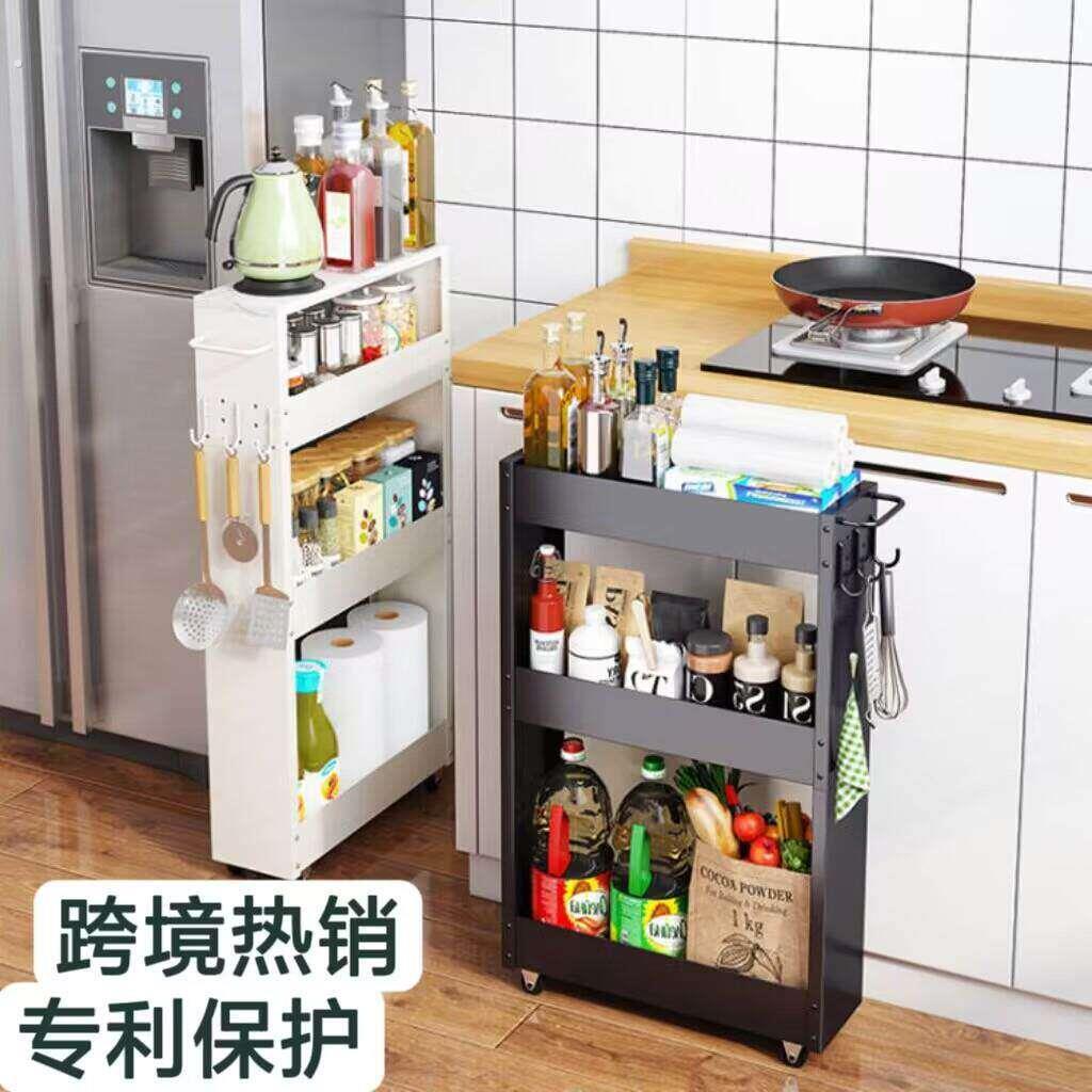 夹缝收纳层架厨房抽拉式置物架窄缝隙洞洞板带挂钩化妆室门后架子