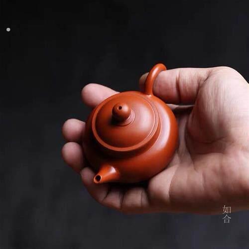 章氏手拉 迷你两杯功夫工夫小茶壶水平壶潮州朱泥出水好密封