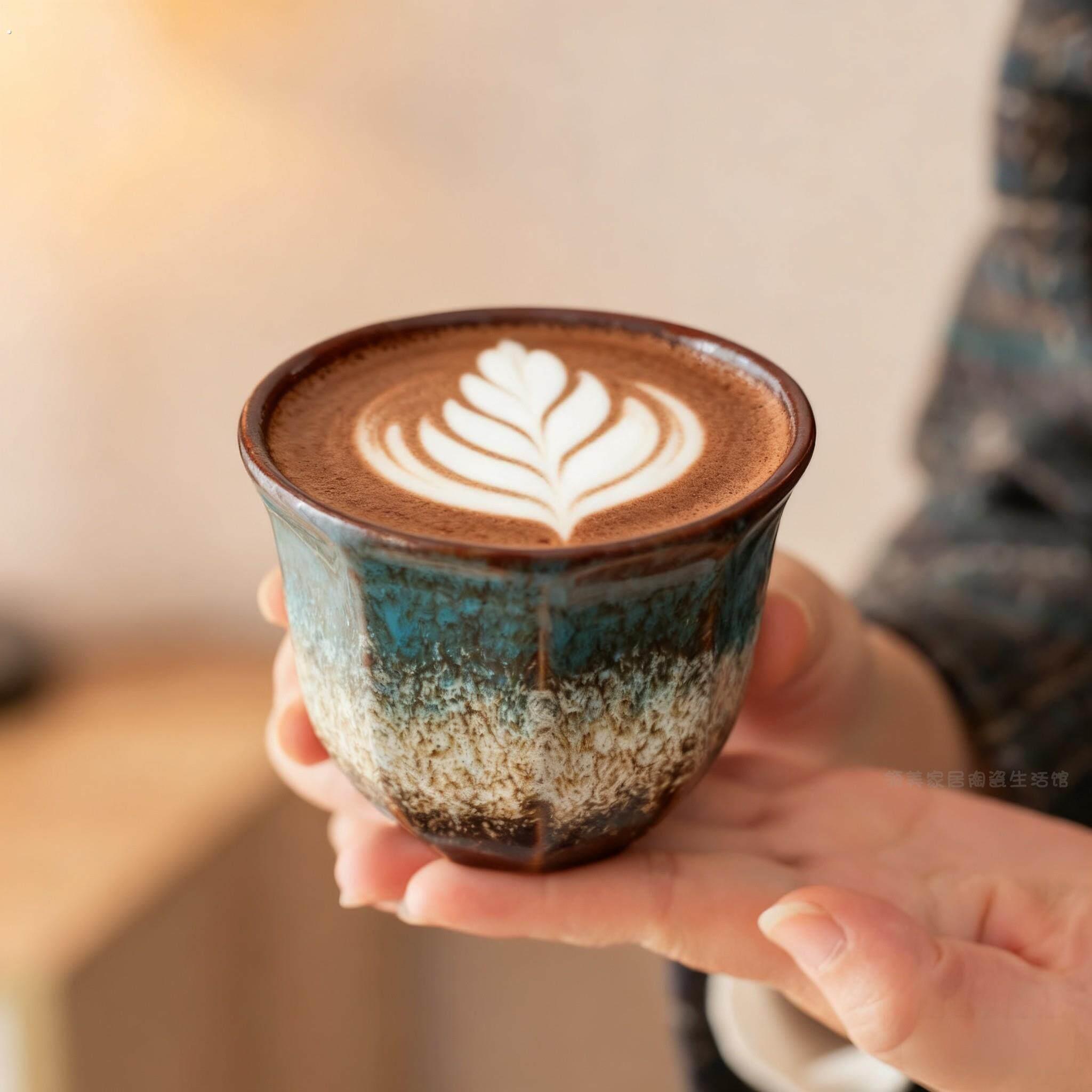 手工陶瓷咖啡杯渐层色釉下彩拿铁杯热饮杯家用跨境窑变八角陶瓷杯