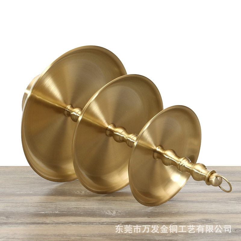 铜水果盘摆件三层佛前供果托盘家用客厅饭桌餐台欧式果盘创意供盘