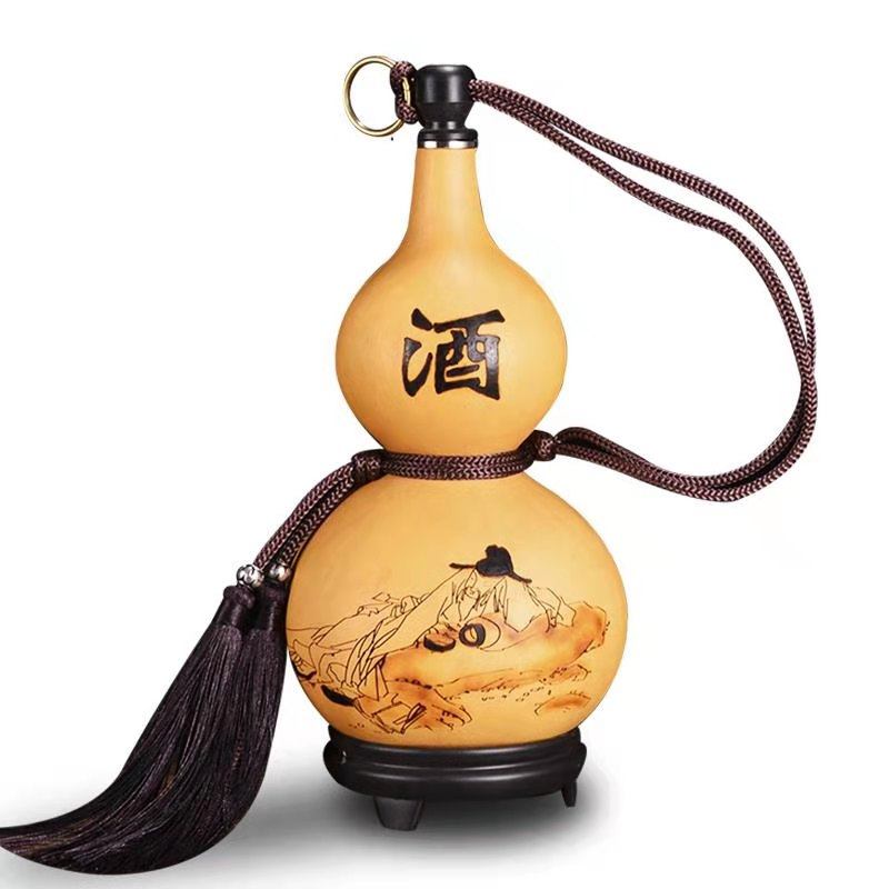酒葫芦可装热水装酒挂件仿古风随身酒壶葫芦天然葫芦水杯酒瓶摆件