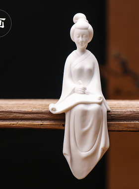 精品白瓷手工古典礼品中式陶瓷人物小摆件琴棋书画仕女家居装饰品