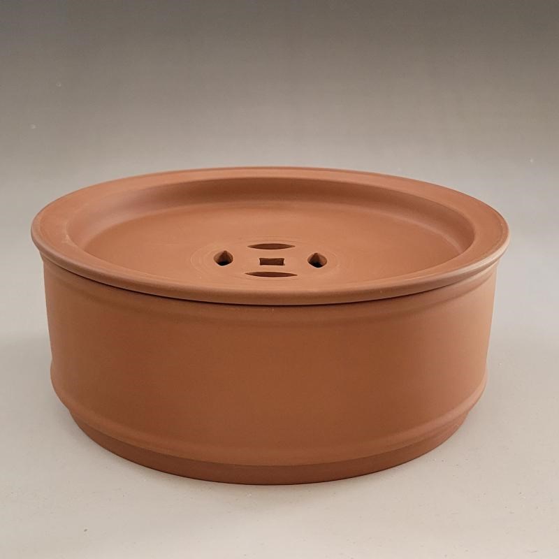 潮州原矿朱泥茶盘圆形手工功夫茶具套装家用蓄水茶海紫砂茶船