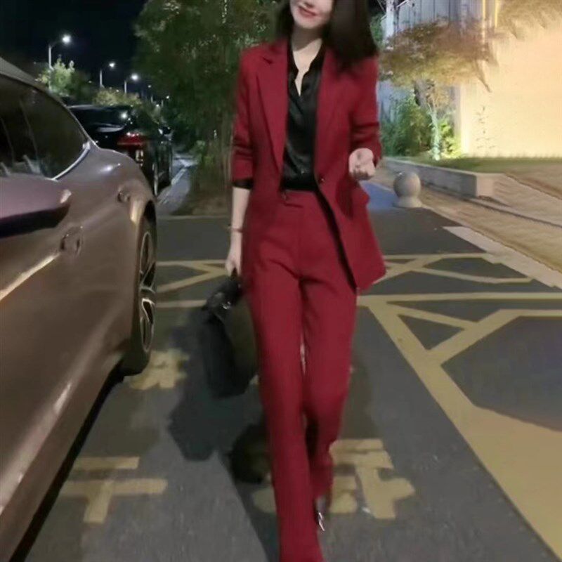 高级感气质小西装外套女微喇裤两件套可甜可咸职业套装春秋洋气