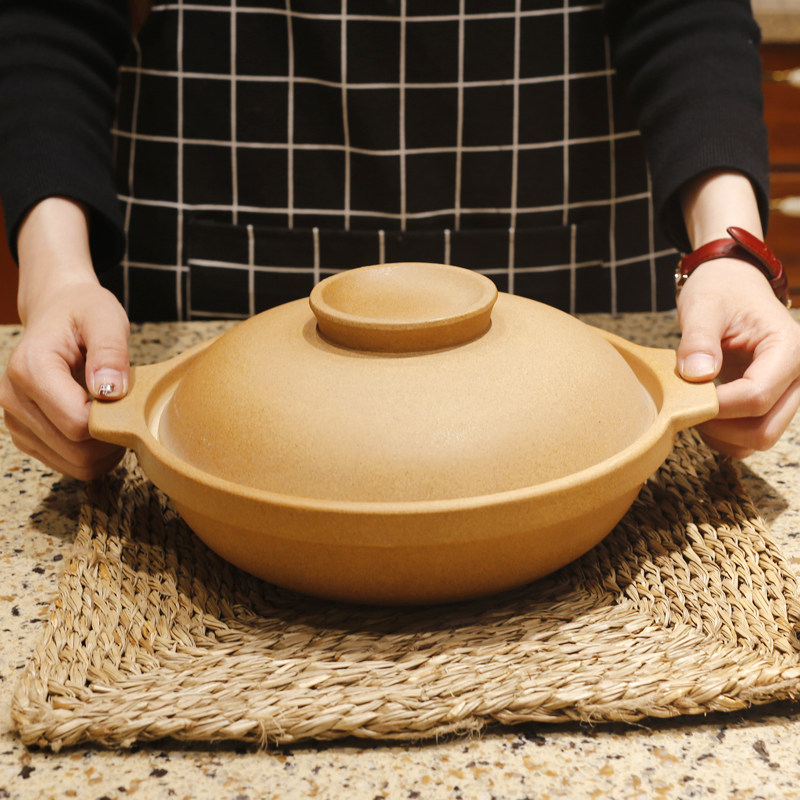 平定砂锅陶土无釉黄焖鸡米线锅传统小砂煲中式复古辅食瓦罐浅天然