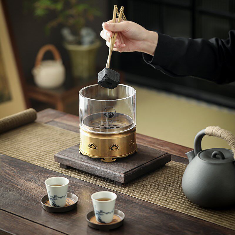 观火煮茶炉铜明火网红款围炉煮茶炭炉侧把茶壶碳火炉功夫茶具家用
