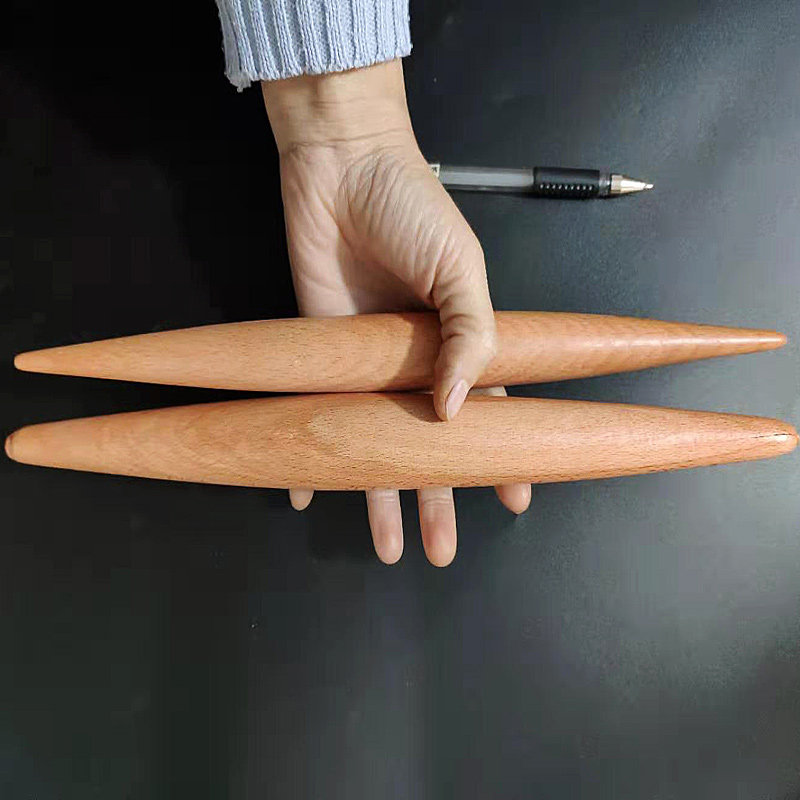 木质两头尖头擀面杖 擀饺子皮面条混沌皮 擀面棍 实木 33CM