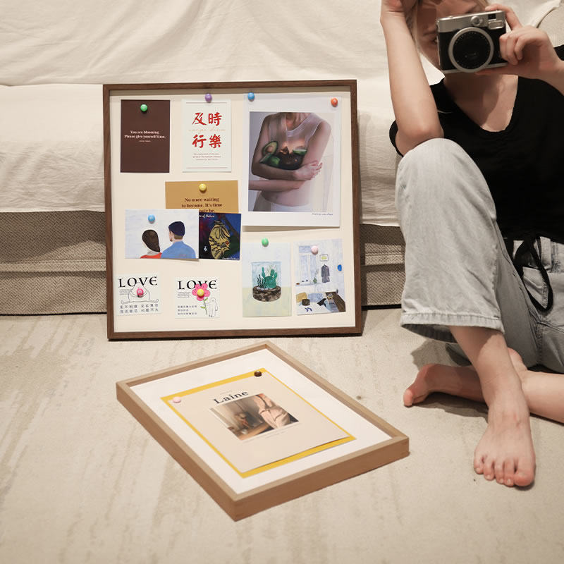 diy实木相框磁吸创意挂墙照片展示海报框定制情侣相片框a4装裱框