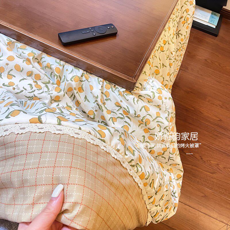 新款加厚可拆洗电取暖桌罩套烤火架被子电暖炉被套长方形烤火被罩