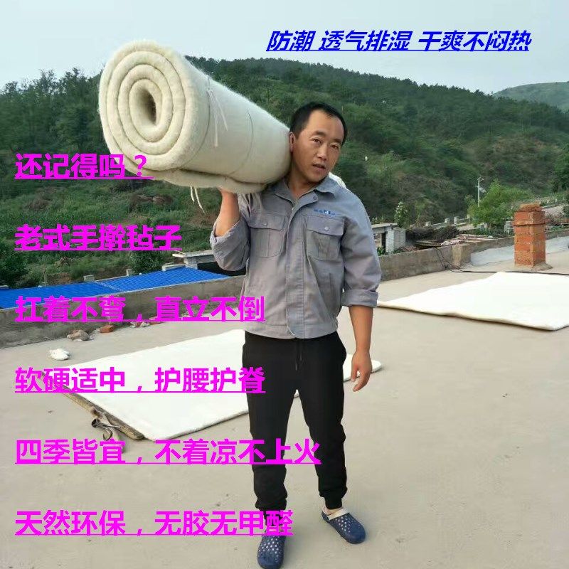 非遗手工羊毛毡床垫偏硬纯羊毛老式擀毡子加厚防潮隔凉