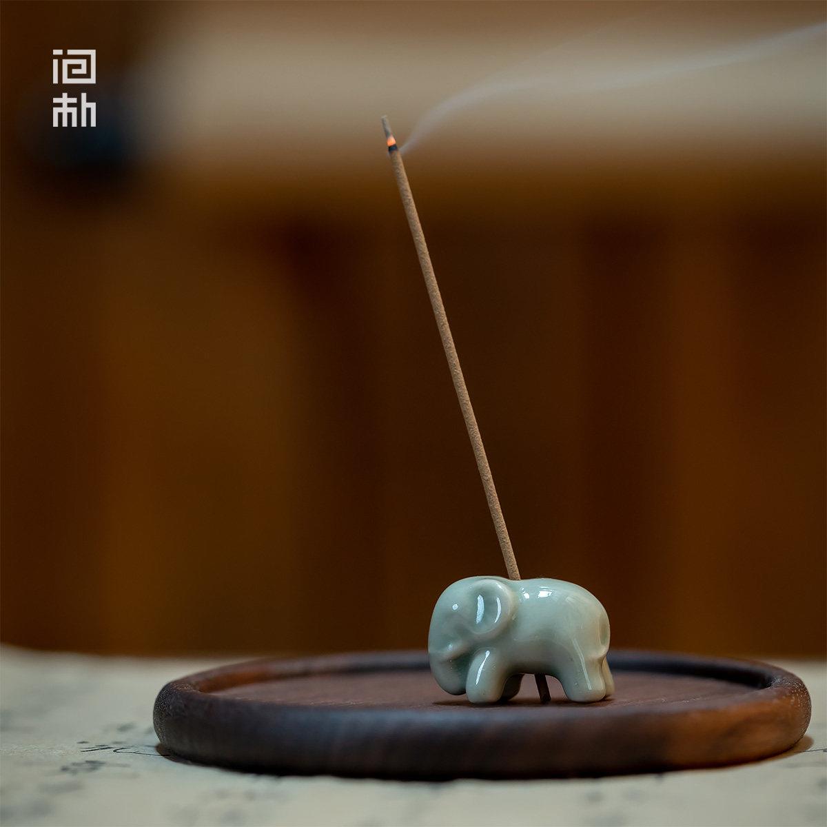 景德镇非遗越窑青瓷貔貅香插线香底座陶瓷禅意香座 茶宠摆件文玩