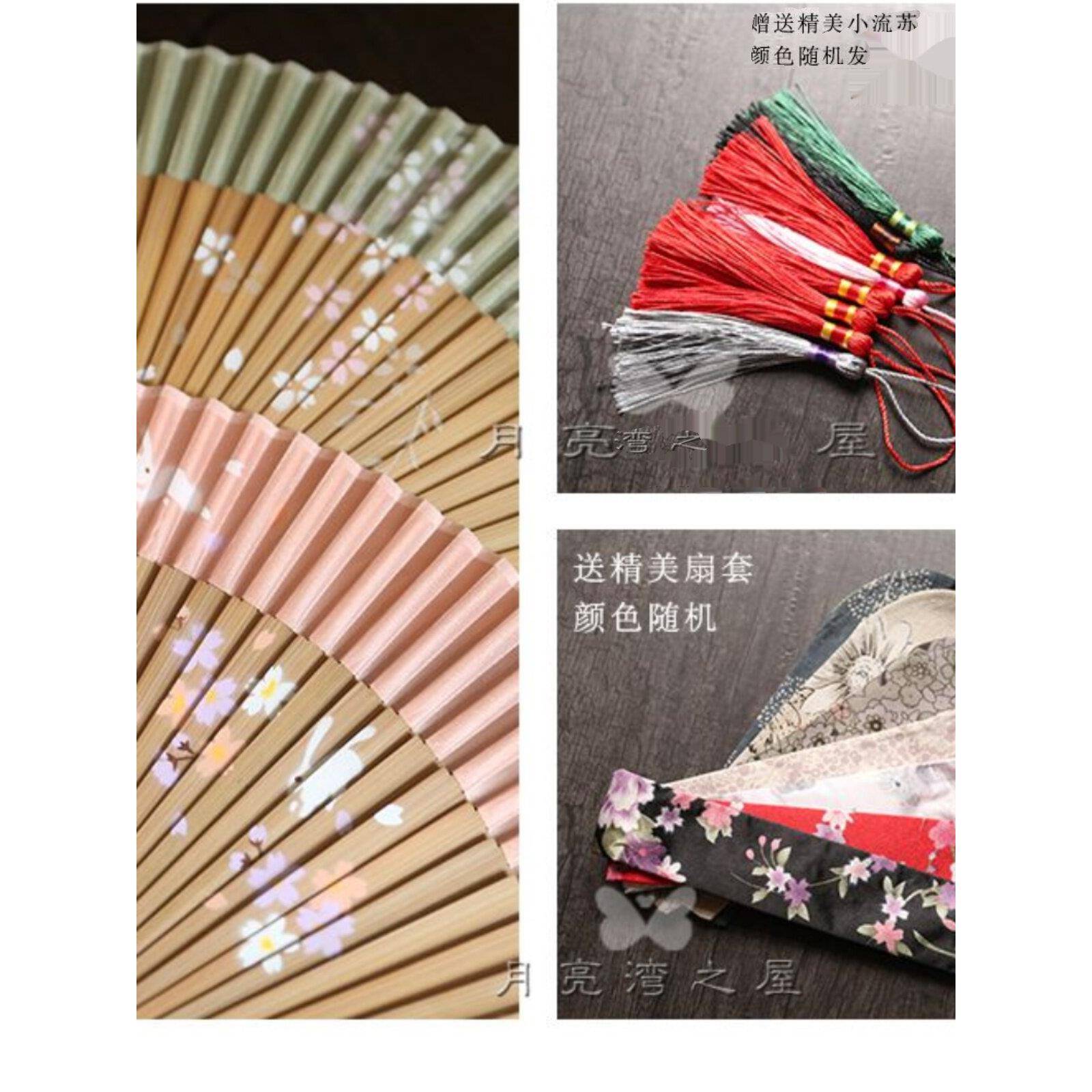 月扇出口日本扇竹柄折扇丝扇汉代扇子