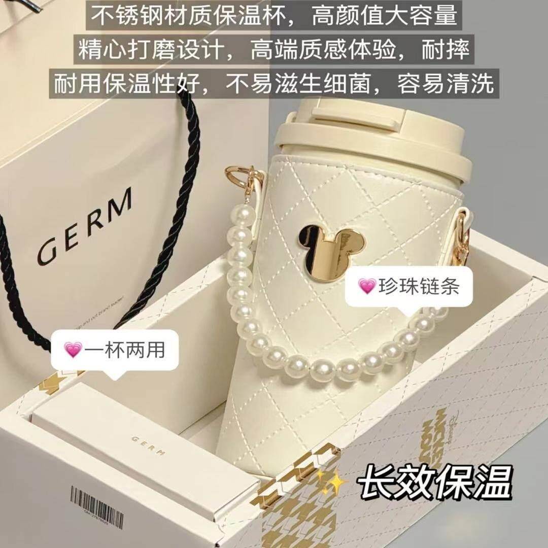 GERM迪士尼保温杯新款米奇女生高颜值水杯吸管咖啡杯小香风礼物