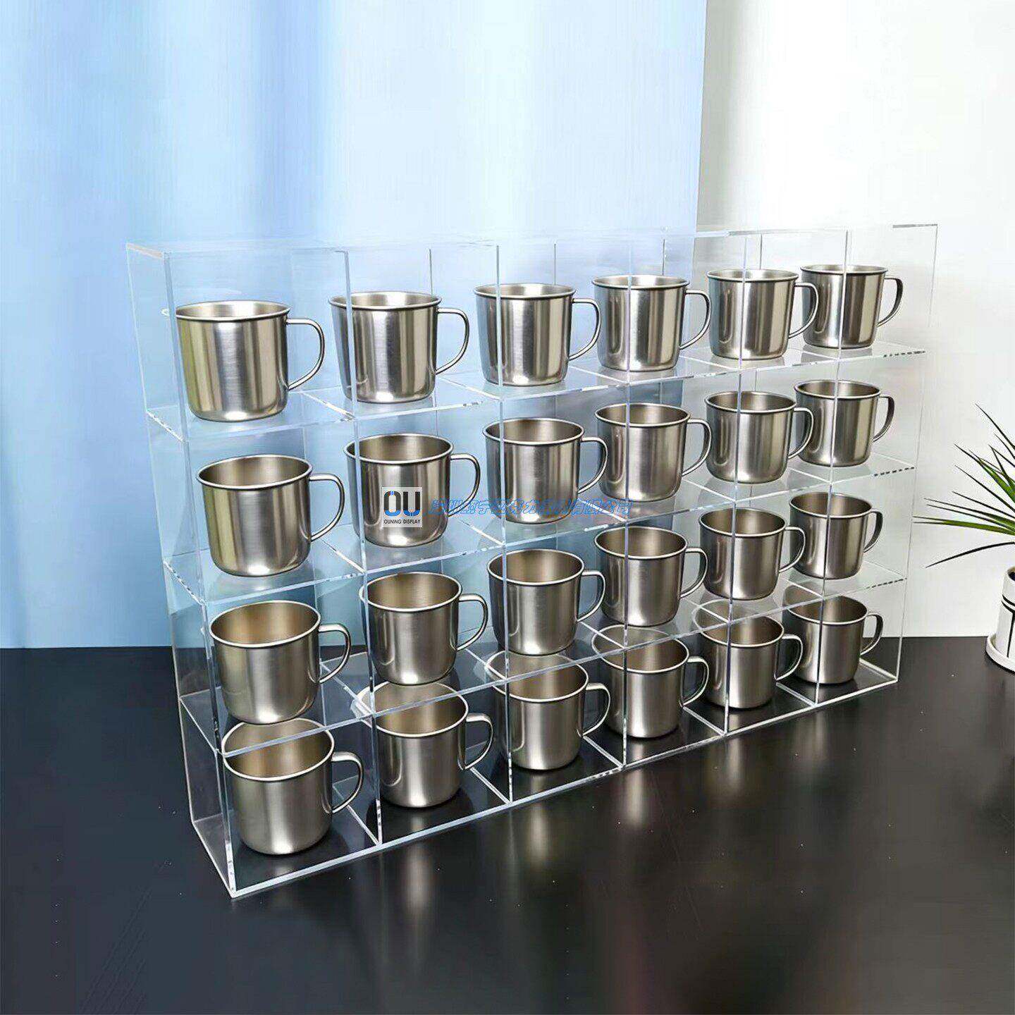 慧谷湖 透明亚克力茶杯收纳架桌面分格茶壶茶具展示置物架马克杯
