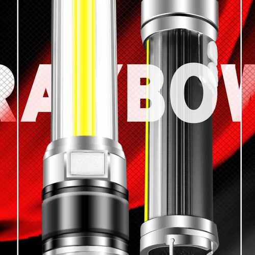 锐豹RB-1022强光LED手电筒 户外高亮变焦家用便携远射多功能 礼品