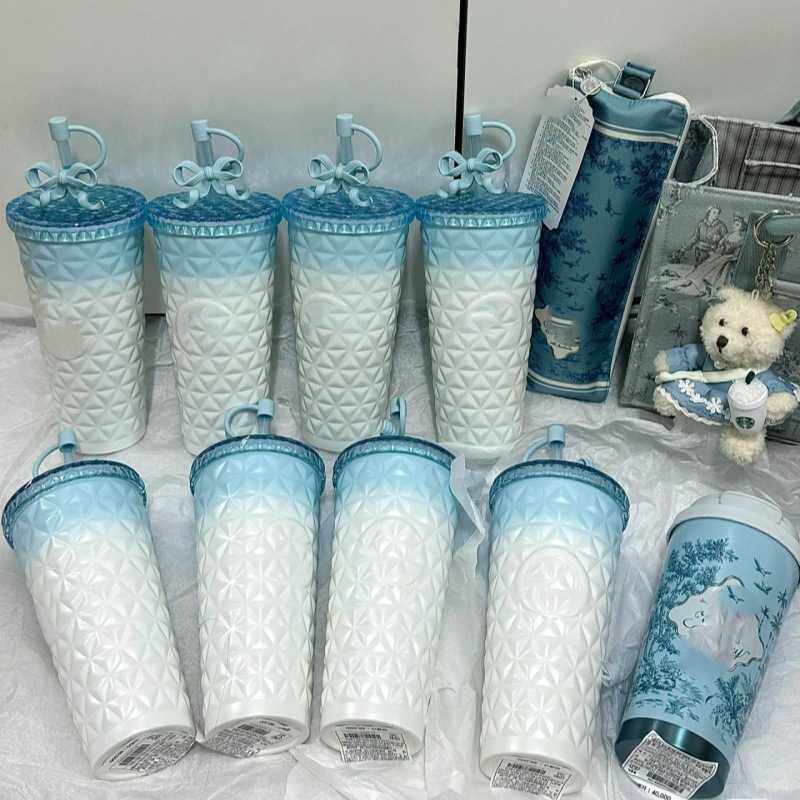 星巴同款菠萝杯子多彩夏日清新渐变紫随行保温大容量户外吸管水杯