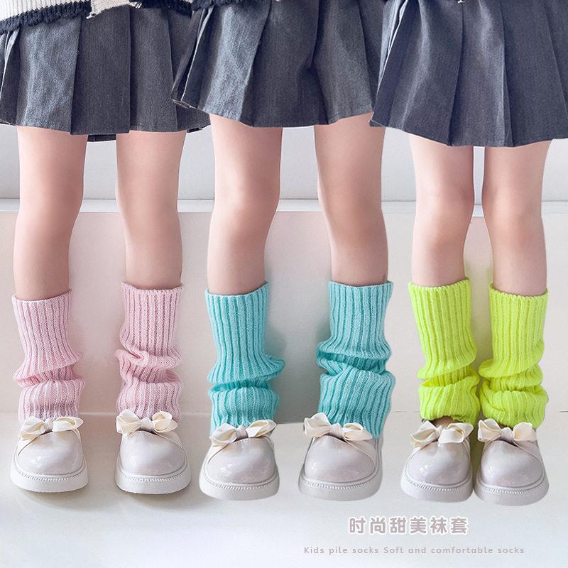 女韩版针织糖果色四季款日系小清新袜套中筒可拉伸纯色堆堆袜护腿