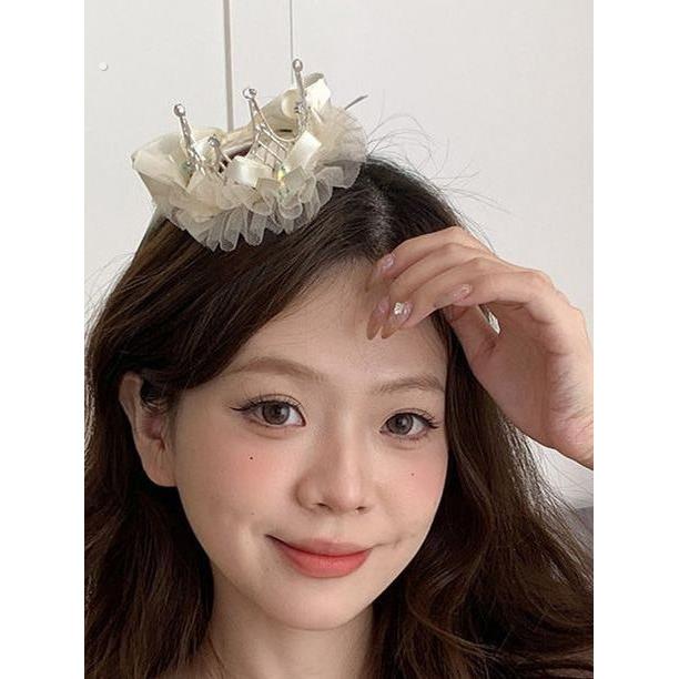 公主生日头饰立体莱茵石皇冠蝴蝶结发夹高端顶夹照片大气发夹的妇