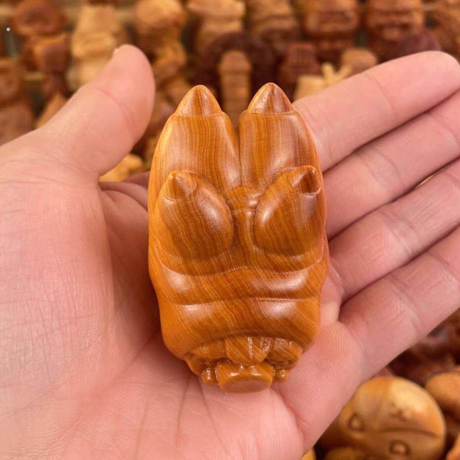 陈化崖柏实木雕刻猪蹄手把件文玩创意知足常乐家居桌面装饰小摆件