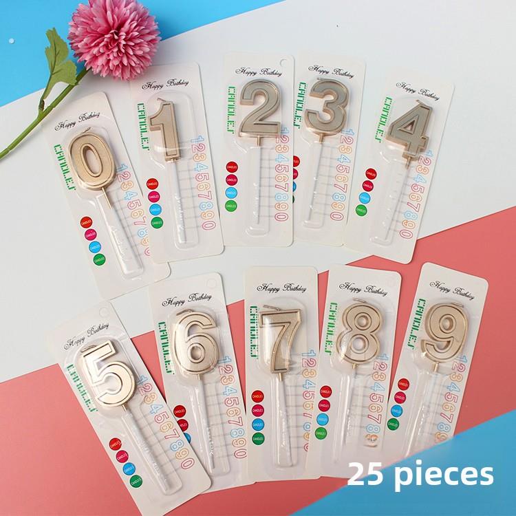 大号数字蜡烛 香槟色0-9生日蜡烛 派对装饰蜡烛 生日蜡烛25个装