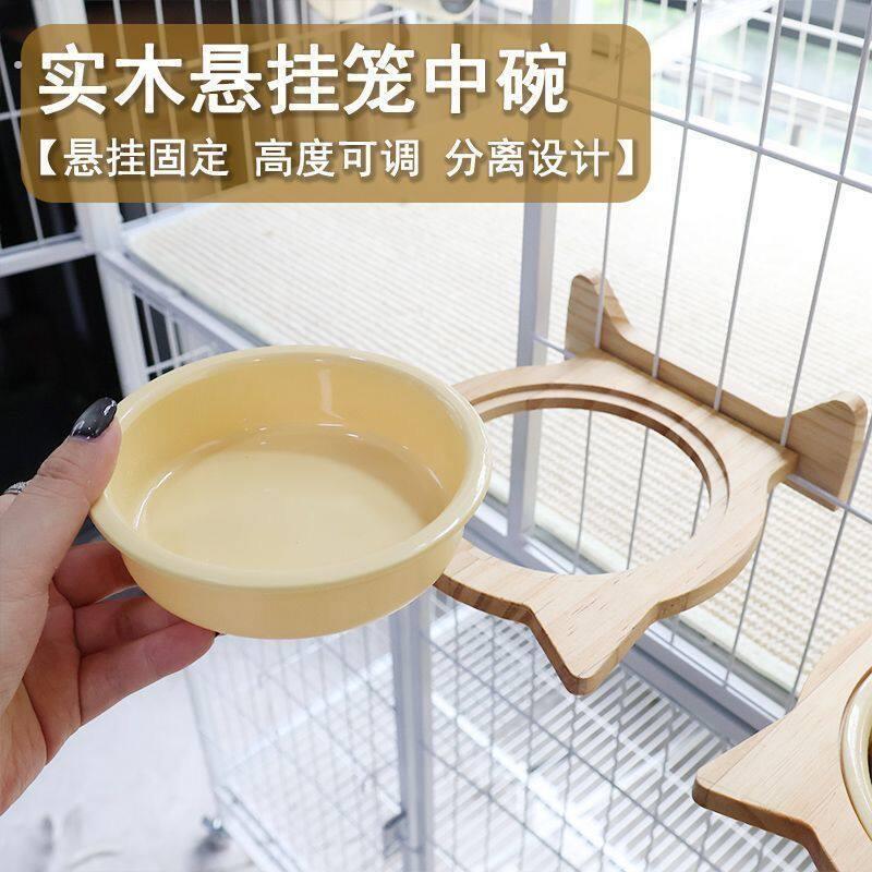 实木猫笼悬挂碗宠物碗猫咪双碗悬挂猫笼改造配件壁挂式猫碗