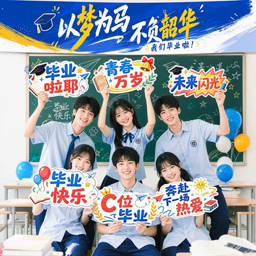 毕业季横幅手举牌场景布置装饰用品学校典礼氛围拍照道具布幔装扮