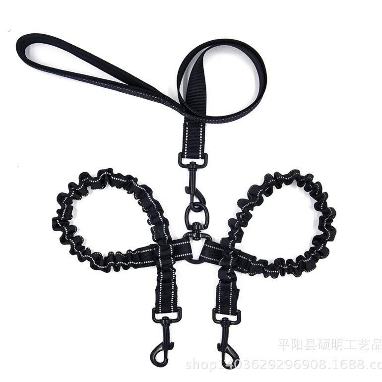 宠物用品2只狗狗尼龙缓冲双头弹力可连接牵引绳 狗带 厂家
