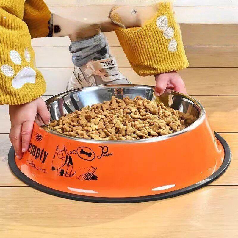 不锈钢宠物水盆猫碗狗盆狗碗打不翻食饭碗猫盆防滑双单碗大小号