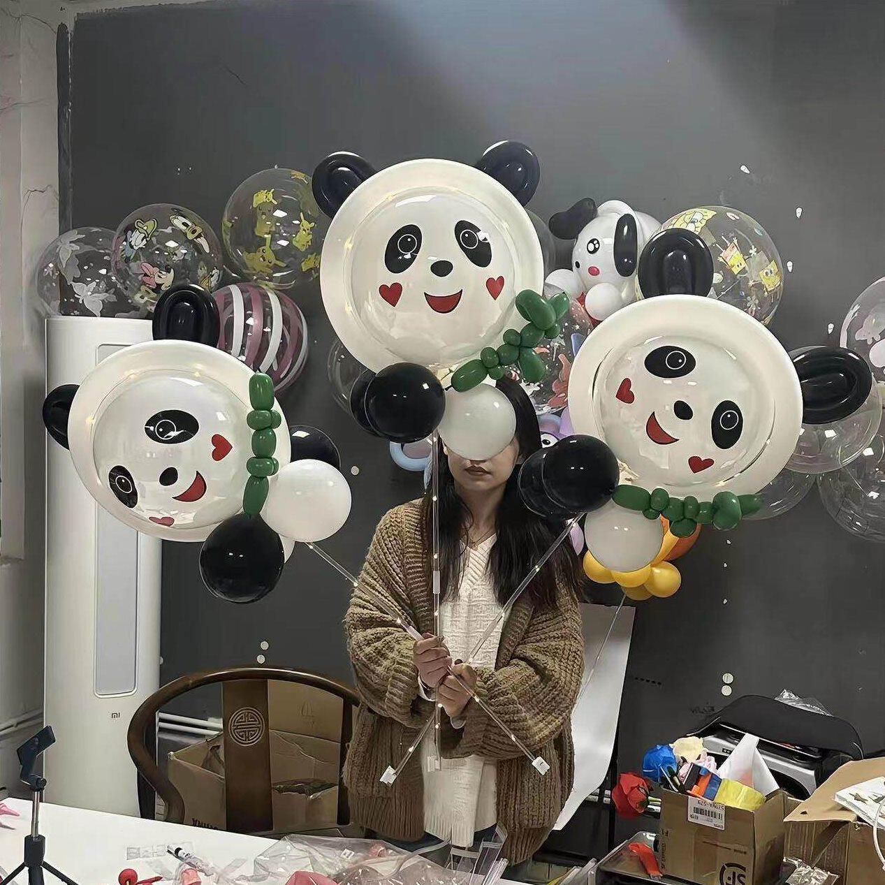 甄选可爱熊猫网红气球卡通动物造发光气球